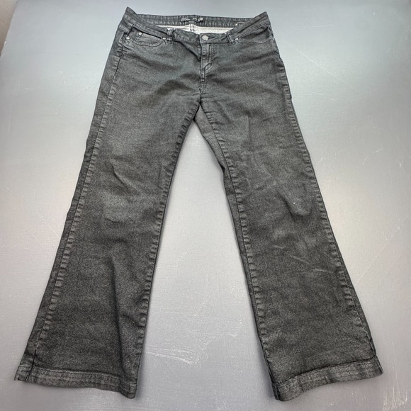 PrAna Jeans Women's Size 10 Short Inseam Black Stretch Bootcut Denim Dark Wash - Picture 1 of 12